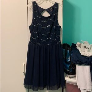 Navy Blue Cutout Cocktail Dress